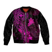 Hawaii Bomber Jacket Ukulele Mix Polynesian Plumeria Pink Version - Wonder Print Shop