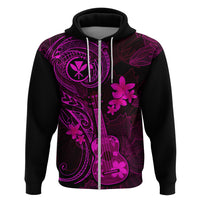 Hawaii Hoodie Ukulele Mix Polynesian Plumeria Pink Version - Wonder Print Shop
