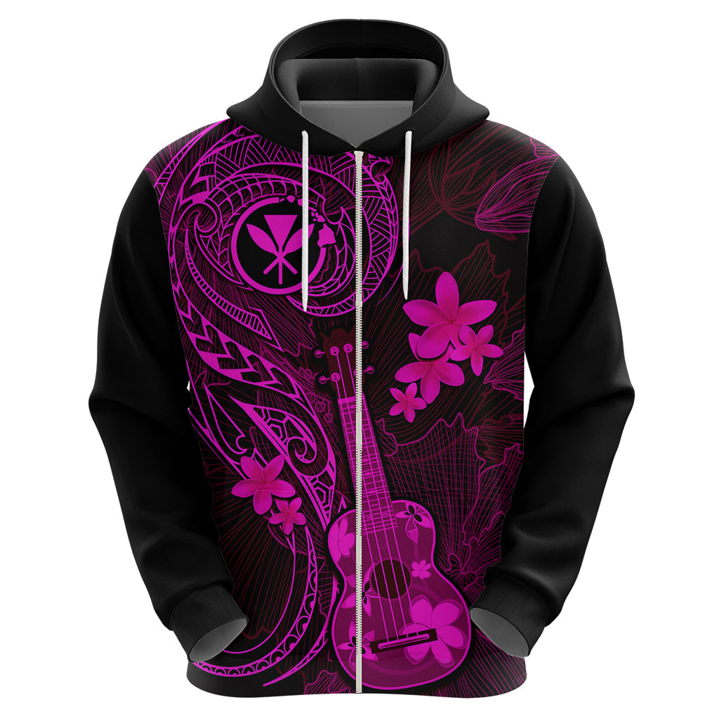 Hawaii Hoodie Ukulele Mix Polynesian Plumeria Pink Version - Wonder Print Shop