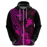 Hawaii Hoodie Ukulele Mix Polynesian Plumeria Pink Version - Wonder Print Shop