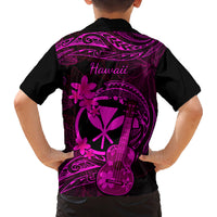 Hawaii Kid Hawaiian Shirt Ukulele Mix Polynesian Plumeria Pink Version - Wonder Print Shop