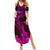 Hawaii Summer Maxi Dress Ukulele Mix Polynesian Plumeria Pink Version - Wonder Print Shop