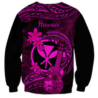 Hawaii Sweatshirt Ukulele Mix Polynesian Plumeria Pink Version - Wonder Print Shop