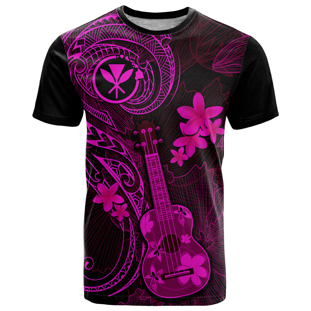 Hawaii T Shirt Ukulele Mix Polynesian Plumeria Pink Version - Wonder Print Shop