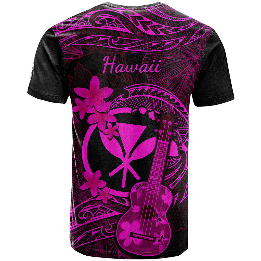 Hawaii T Shirt Ukulele Mix Polynesian Plumeria Pink Version - Wonder Print Shop