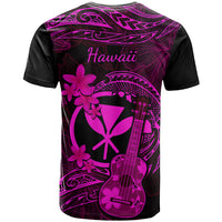 Hawaii T Shirt Ukulele Mix Polynesian Plumeria Pink Version - Wonder Print Shop