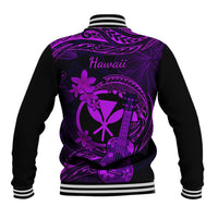 Hawaii Baseball Jacket Ukulele Mix Polynesian Plumeria Purple Version - Wonder Print Shop