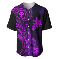 Hawaii Baseball Jersey Ukulele Mix Polynesian Plumeria Purple Version - Wonder Print Shop
