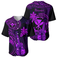 Hawaii Baseball Jersey Ukulele Mix Polynesian Plumeria Purple Version - Wonder Print Shop