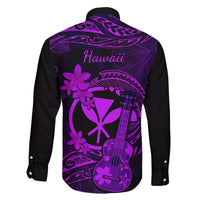 Hawaii Family Matching Summer Maxi Dress and Hawaiian Shirt Ukulele Mix Polynesian Plumeria Purple Version - Wonder Print Shop