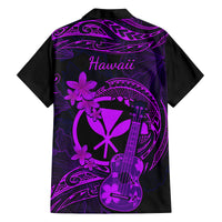 Hawaii Family Matching Summer Maxi Dress and Hawaiian Shirt Ukulele Mix Polynesian Plumeria Purple Version - Wonder Print Shop