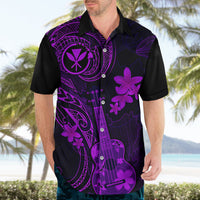 Hawaii Hawaiian Shirt Ukulele Mix Polynesian Plumeria Purple Version - Wonder Print Shop