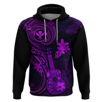 Hawaii Hoodie Ukulele Mix Polynesian Plumeria Purple Version - Wonder Print Shop