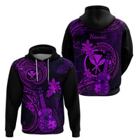 Hawaii Hoodie Ukulele Mix Polynesian Plumeria Purple Version - Wonder Print Shop