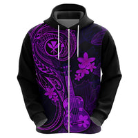 Hawaii Hoodie Ukulele Mix Polynesian Plumeria Purple Version - Wonder Print Shop