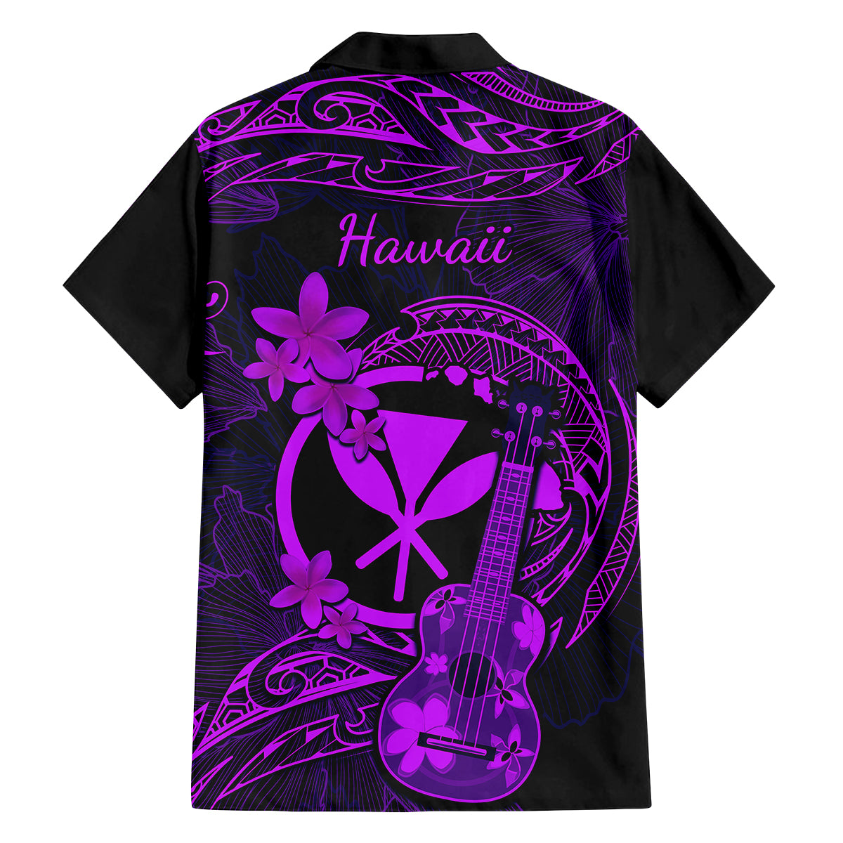 Hawaii Kid Hawaiian Shirt Ukulele Mix Polynesian Plumeria Purple Version - Wonder Print Shop