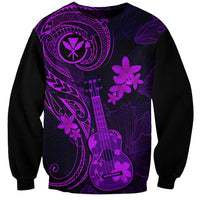 Hawaii Sweatshirt Ukulele Mix Polynesian Plumeria Purple Version - Wonder Print Shop