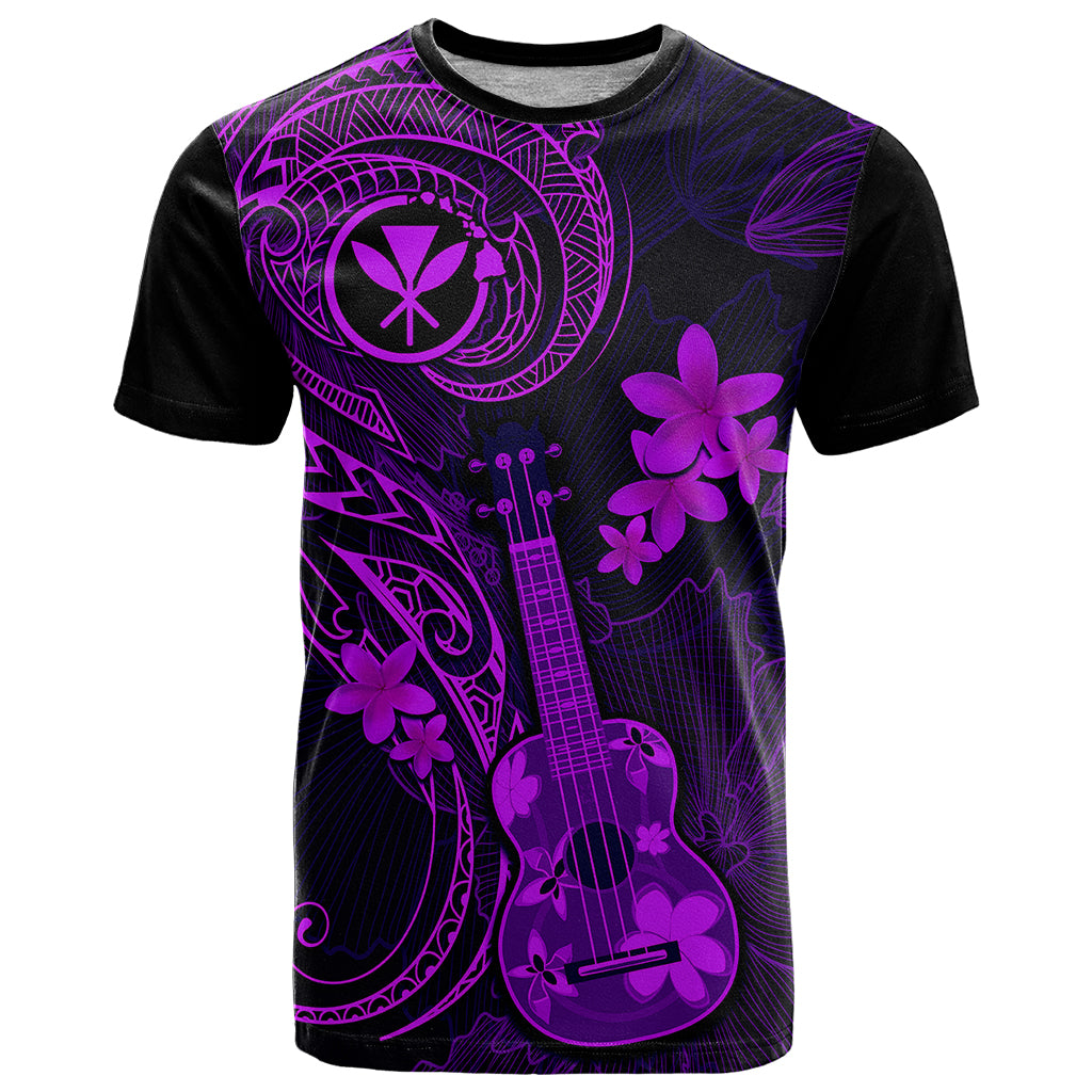 Hawaii T Shirt Ukulele Mix Polynesian Plumeria Purple Version - Wonder Print Shop