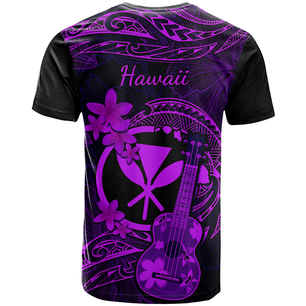 Hawaii T Shirt Ukulele Mix Polynesian Plumeria Purple Version - Wonder Print Shop