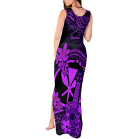 Hawaii Tank Maxi Dress Ukulele Mix Polynesian Plumeria Purple Version - Wonder Print Shop