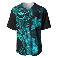 Hawaii Baseball Jersey Ukulele Mix Polynesian Plumeria Turquoise Version - Wonder Print Shop