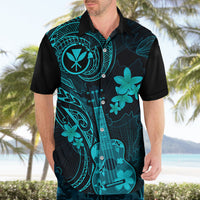Hawaii Hawaiian Shirt Ukulele Mix Polynesian Plumeria Turquoise Version - Wonder Print Shop