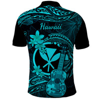 Hawaii Polo Shirt Ukulele Mix Polynesian Plumeria Turquoise Version - Wonder Print Shop
