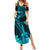 Hawaii Summer Maxi Dress Ukulele Mix Polynesian Plumeria Turquoise Version - Wonder Print Shop