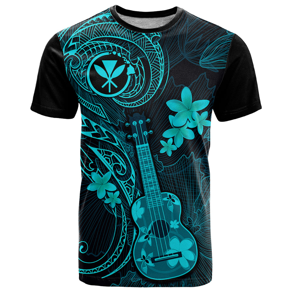 Hawaii T Shirt Ukulele Mix Polynesian Plumeria Turquoise Version - Wonder Print Shop