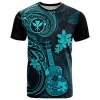 Hawaii T Shirt Ukulele Mix Polynesian Plumeria Turquoise Version - Wonder Print Shop
