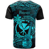 Hawaii T Shirt Ukulele Mix Polynesian Plumeria Turquoise Version - Wonder Print Shop