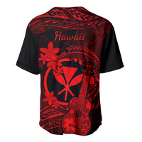 Hawaii Baseball Jersey Ukulele Mix Polynesian Plumeria Red Version - Wonder Print Shop