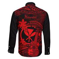 Hawaii Family Matching Short Sleeve Bodycon Dress and Hawaiian Shirt Ukulele Mix Polynesian Plumeria Red Version - Wonder Print Shop