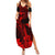 Hawaii Summer Maxi Dress Ukulele Mix Polynesian Plumeria Red Version - Wonder Print Shop
