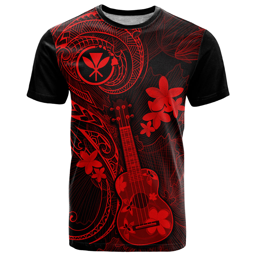 Hawaii T Shirt Ukulele Mix Polynesian Plumeria Red Version - Wonder Print Shop
