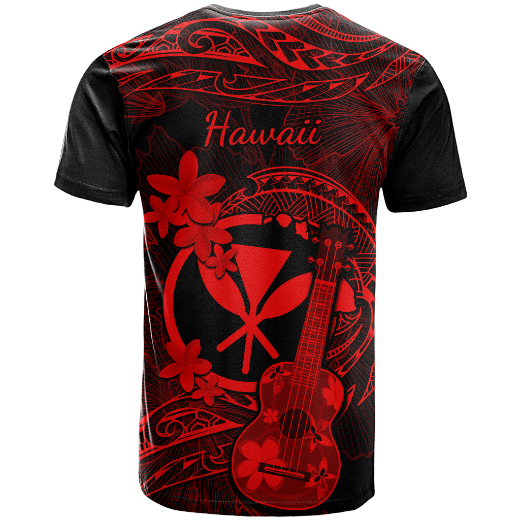 Hawaii T Shirt Ukulele Mix Polynesian Plumeria Red Version - Wonder Print Shop