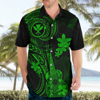 Hawaii Hawaiian Shirt Ukulele Mix Polynesian Plumeria Green Version - Wonder Print Shop