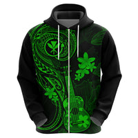 Hawaii Hoodie Ukulele Mix Polynesian Plumeria Green Version - Wonder Print Shop
