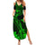 Hawaii Summer Maxi Dress Ukulele Mix Polynesian Plumeria Green Version - Wonder Print Shop