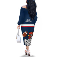 France Rugby Family Matching Off Shoulder Long Sleeve Dress and Hawaiian Shirt World Cup Allez Les Bleus 2023 Mascot - Wonder Print Shop