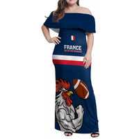 France Rugby Family Matching Off Shoulder Maxi Dress and Hawaiian Shirt World Cup Allez Les Bleus 2023 Mascot - Wonder Print Shop