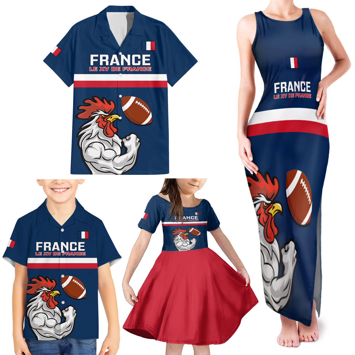 france-rugby-family-matching-tank-maxi-dress-and-hawaiian-shirt-world-cup-allez-les-bleus-2023-mascot