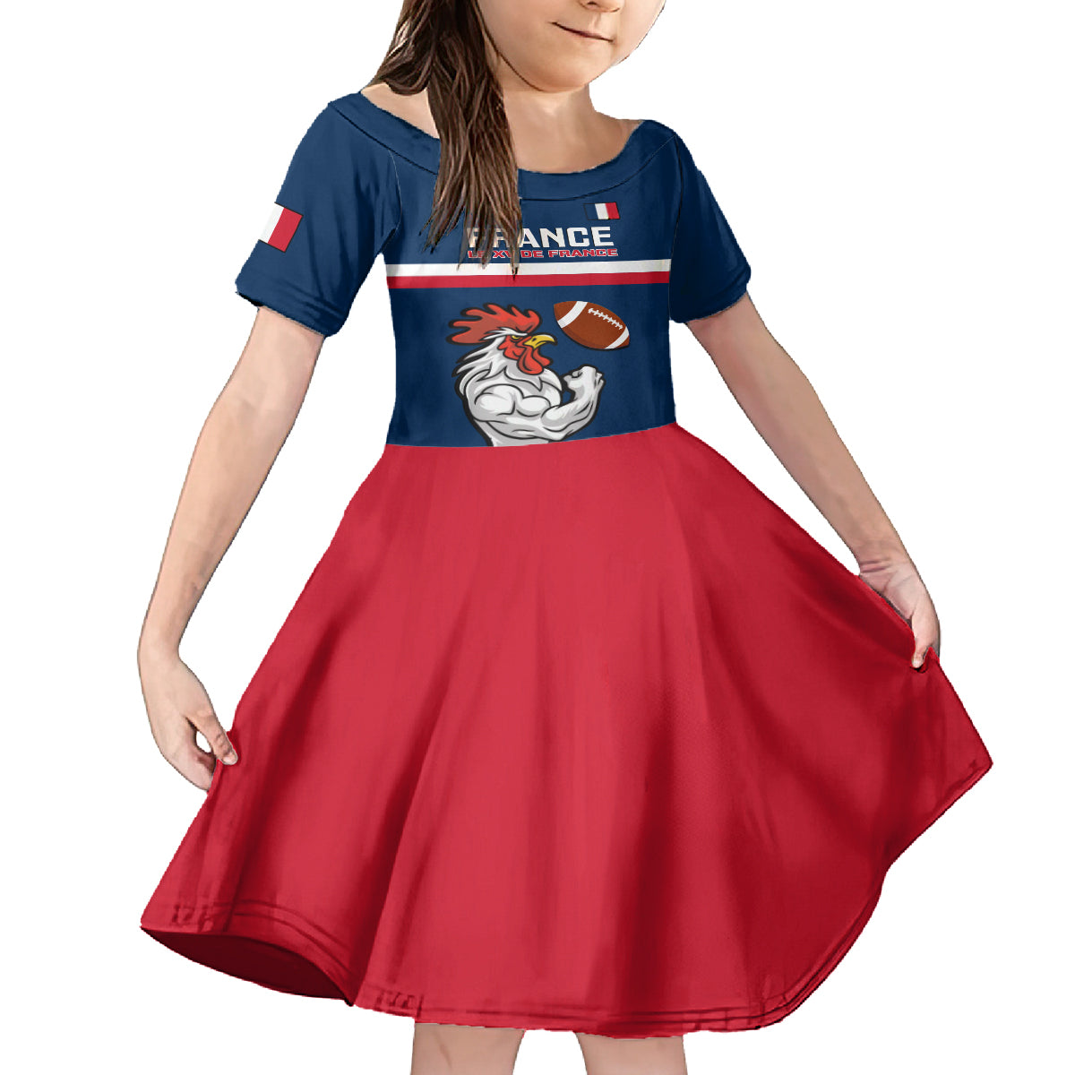 france-rugby-kid-short-sleeve-dress-world-cup-allez-les-bleus-2023-mascot