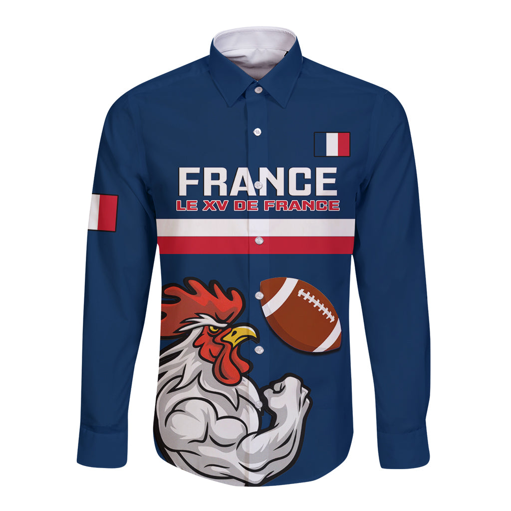 france-rugby-long-sleeve-button-shirt-world-cup-allez-les-bleus-2023-mascot