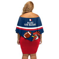 France Rugby Off Shoulder Short Dress World Cup Allez Les Bleus 2023 Mascot - Wonder Print Shop