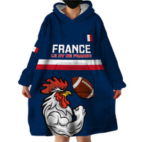 France Rugby Wearable Blanket Hoodie World Cup Allez Les Bleus 2023 Mascot - Wonder Print Shop