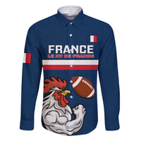 Custom France Rugby Family Matching Long Sleeve Bodycon Dress and Hawaiian Shirt World Cup Allez Les Bleus 2023 Mascot - Wonder Print Shop