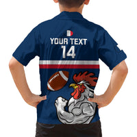 Custom France Rugby Family Matching Short Sleeve Bodycon Dress and Hawaiian Shirt World Cup Allez Les Bleus 2023 Mascot - Wonder Print Shop