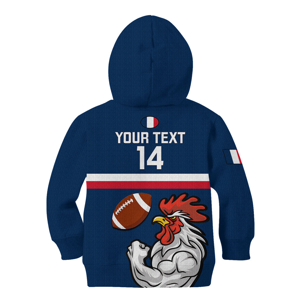 Custom France Rugby Kid Hoodie World Cup Allez Les Bleus 2023 Mascot - Wonder Print Shop