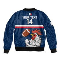 Custom France Rugby Sleeve Zip Bomber Jacket World Cup Allez Les Bleus 2023 Mascot - Wonder Print Shop